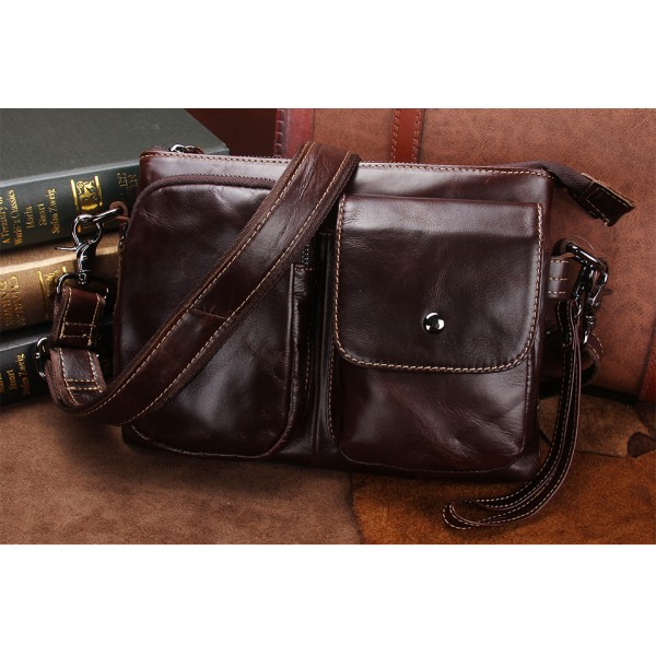 CONTACT'S Vintage Men Messenger Bags High Quality Soft Genuine Leather Large Capacity Travel Men Bags Dollar Price Handsome Man
