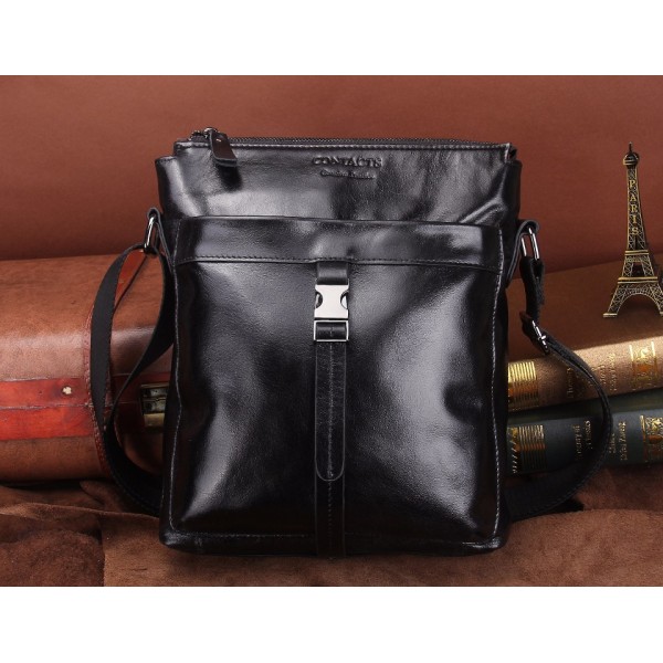 Famous Brand Oil Wax Leather Men Shoulder Bag Casual Business Mens Messenger Bag Vintage Mens Crossbody Bolsas Male