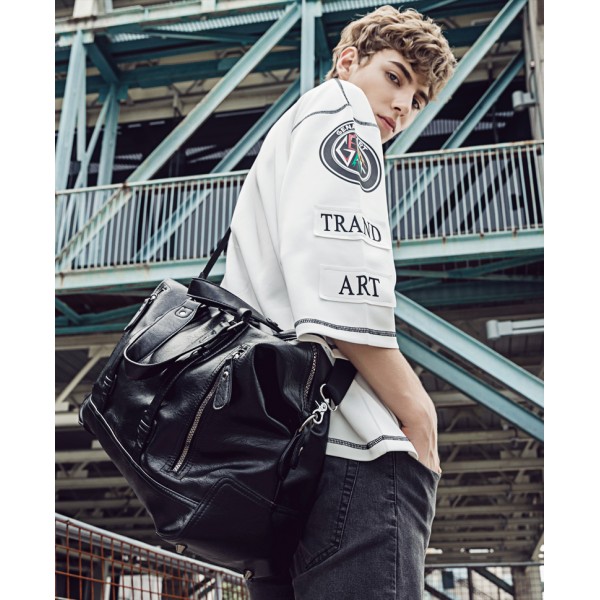 Men Handbag Leather Large Capacity Travel Bag Fashion Shoulder Bag Male Travel Duffle Tote Bag Casual Messenger Crossbody Bags