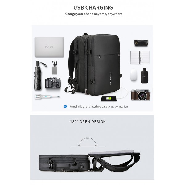 Mark Ryden Man Backpack Fit 17 inch Laptop USB Recharging Multi-layer Space Travel Male Bag Anti-thief Mochila