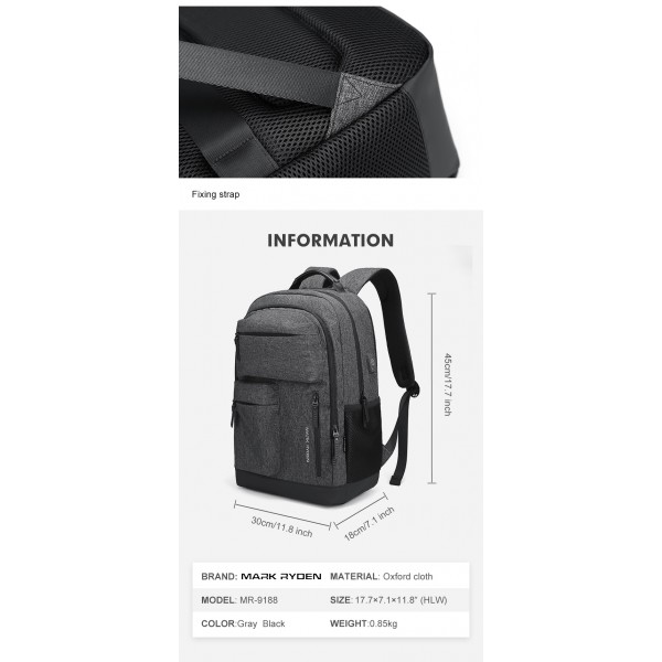 Mark Ryden Men Backpack Waterproof Multifunction USB Recharging  15.6inch Laptop Man Bag
