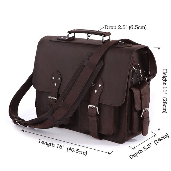 horse leather men brown Crossbody bag big Genuine Leather