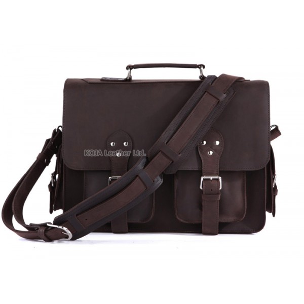 horse leather men brown Crossbody bag big Genuine Leather