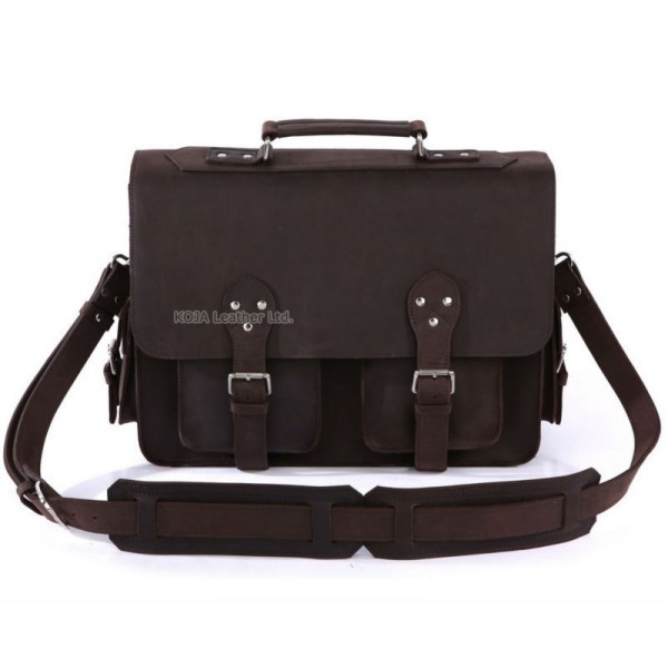 horse leather men brown Crossbody bag big Genuine Leather
