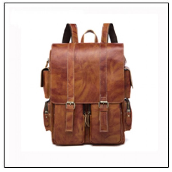 Men Fashion Casual Business Genuine Leather Backpack
