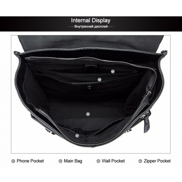 Men Fashion Casual Business Genuine Leather Backpack