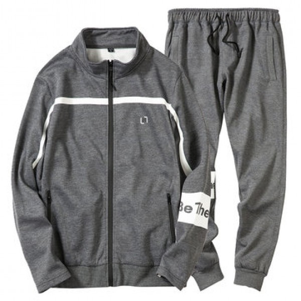 Men Spring Autumn Casual Loose Zipper Sports Suit Sportswear