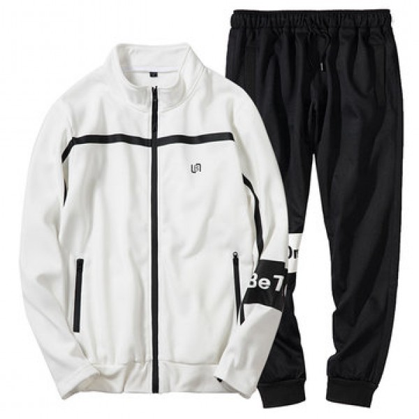 Men Spring Autumn Casual Loose Zipper Sports Suit ...