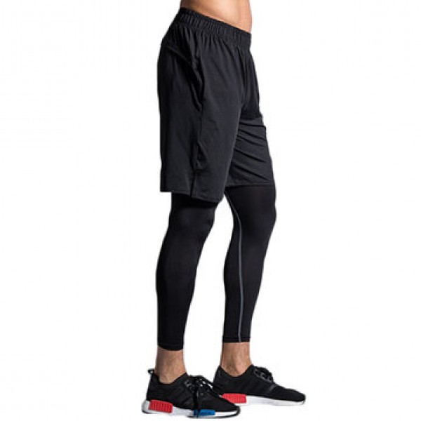 Three-piece Elastic Fitness Suits Men Long-sleeved Running Training Breathable Sportswear Pants