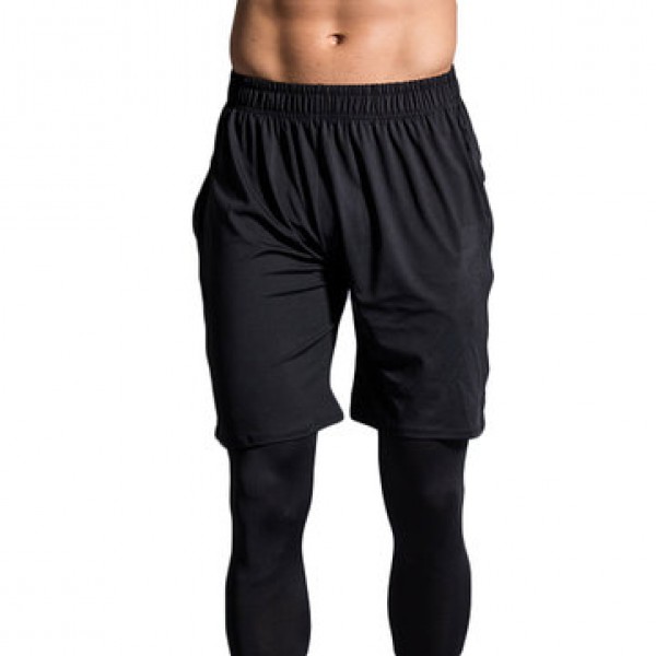 Three-piece Elastic Fitness Suits Men Long-sleeved Running Training Breathable Sportswear Pants