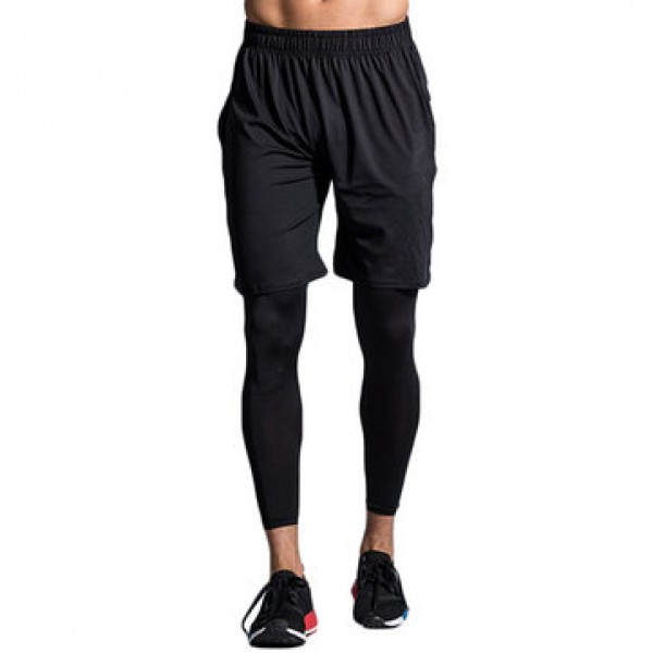 Three-piece Elastic Fitness Suits Men Long-sleeved Running Training Breathable Sportswear Pants