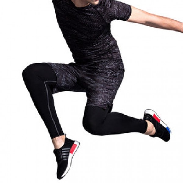 Three-piece Printing Thin Short-sleeved T-shirt Men Running Training Sweat Breathable Sports Suits