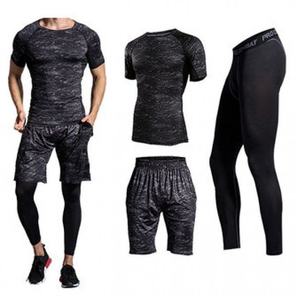 Three-piece Printing Thin Short-sleeved T-shirt Me...