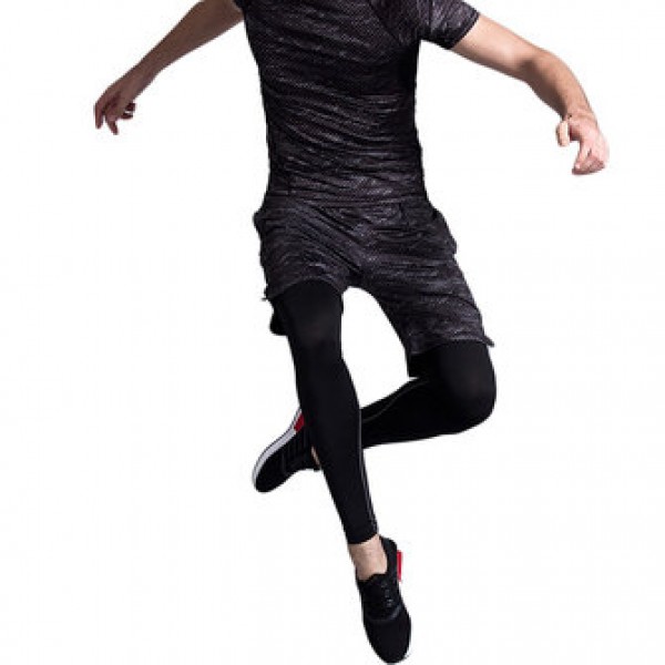 Three-piece Printing Thin Short-sleeved T-shirt Men Running Training Sweat Breathable Sports Suits