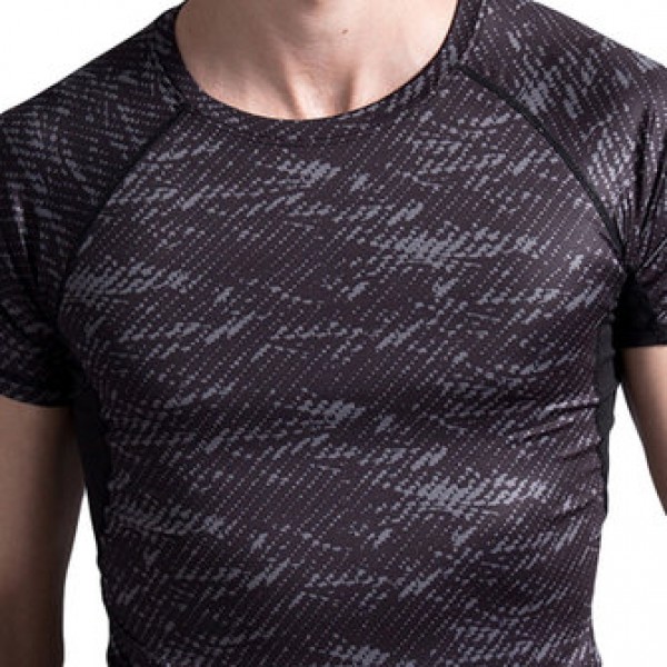 Three-piece Printing Thin Short-sleeved T-shirt Men Running Training Sweat Breathable Sports Suits