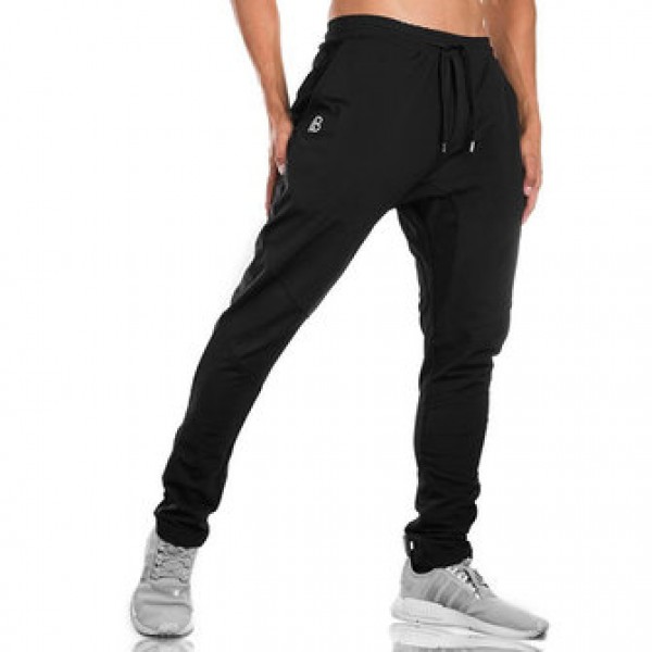 Men Running Training Workout Pants Drawstring Elastic Waist Sports Leisure Trousers