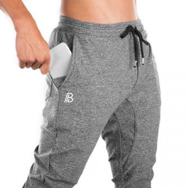 Men Running Training Workout Pants Drawstring Elastic Waist Sports Leisure Trousers