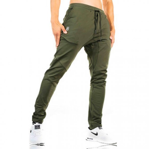 Men Running Training Workout Pants Drawstring Elastic Waist Sports Leisure Trousers