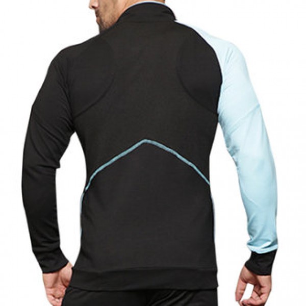 Mens Wear-Resistant Flexible Sweat Sportswear Zipper Stand Collar Fitness Suit