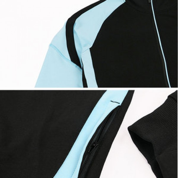 Mens Wear-Resistant Flexible Sweat Sportswear Zipper Stand Collar Fitness Suit