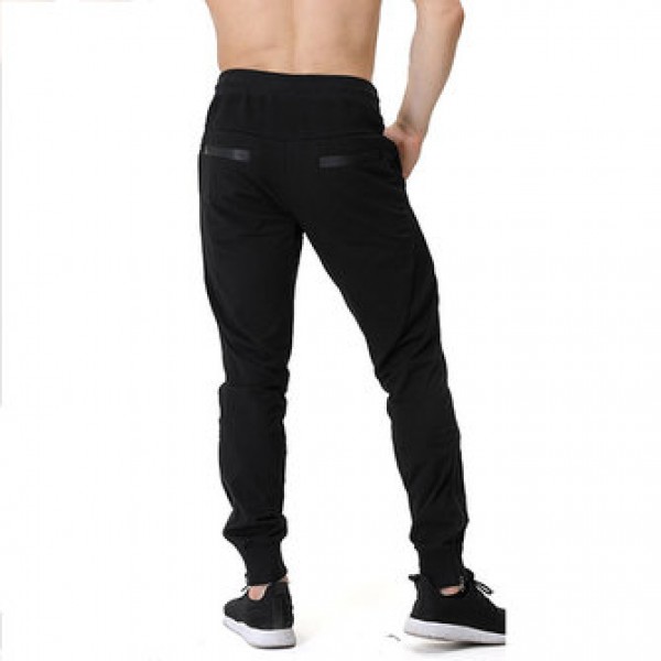 Men Casual Stitching Color Slim Fit Joggers Sport Pants Side Drawstring Design Elastic Waist Pants