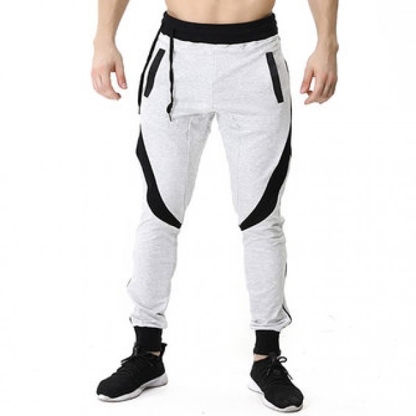 Men Casual Stitching Color Slim Fit Joggers Sport ...