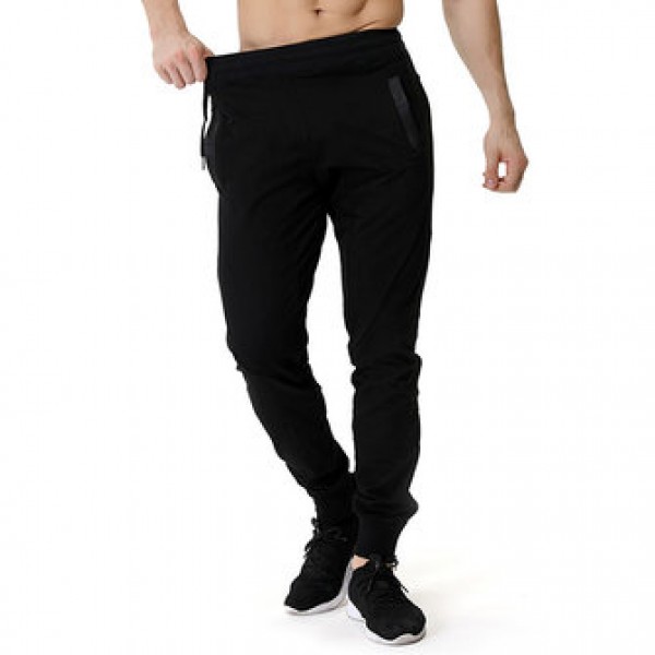 Men Casual Stitching Color Slim Fit Joggers Sport Pants Side Drawstring Design Elastic Waist Pants