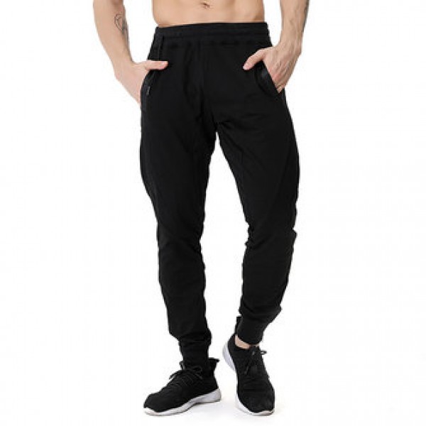 Men Casual Stitching Color Slim Fit Joggers Sport Pants Side Drawstring Design Elastic Waist Pants