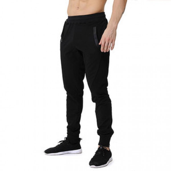 Men Casual Stitching Color Slim Fit Joggers Sport Pants Side Drawstring Design Elastic Waist Pants