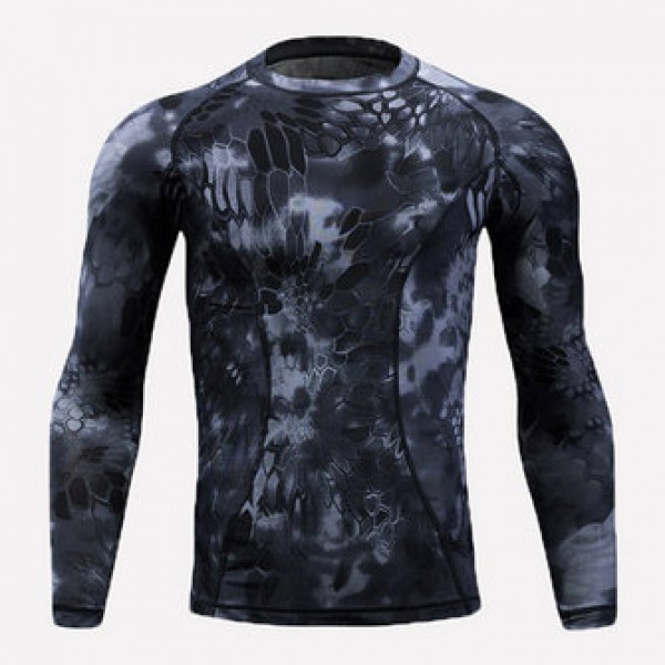 Camouflage Tight-fitting Quick-drying T-shirts Outdoor Tactical Elastic Long-sleeved Training Tees