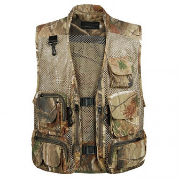 Mens Breathable Mesh Multifunctional Pocket Vest Casual Quick Dry Outdoor Fishing  Sleeveless Vest