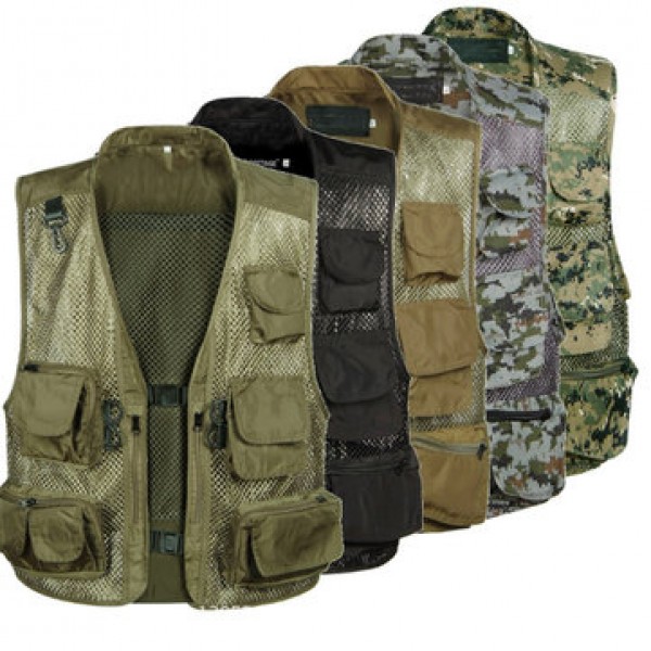 Mens Breathable Mesh Multifunctional Pocket Vest C...