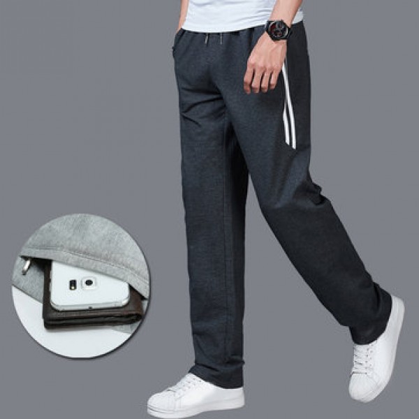 Men Slim Solid Color Casual Sports Pants Large Size Gym Running Sweatpants