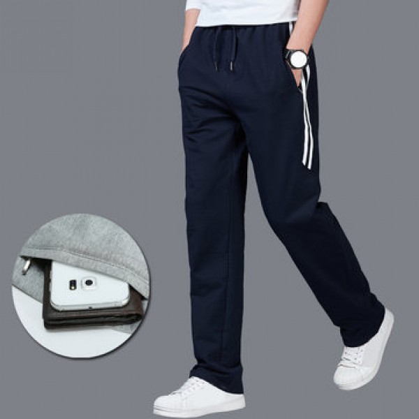 Men Slim Solid Color Casual Sports Pants Large Size Gym Running Sweatpants