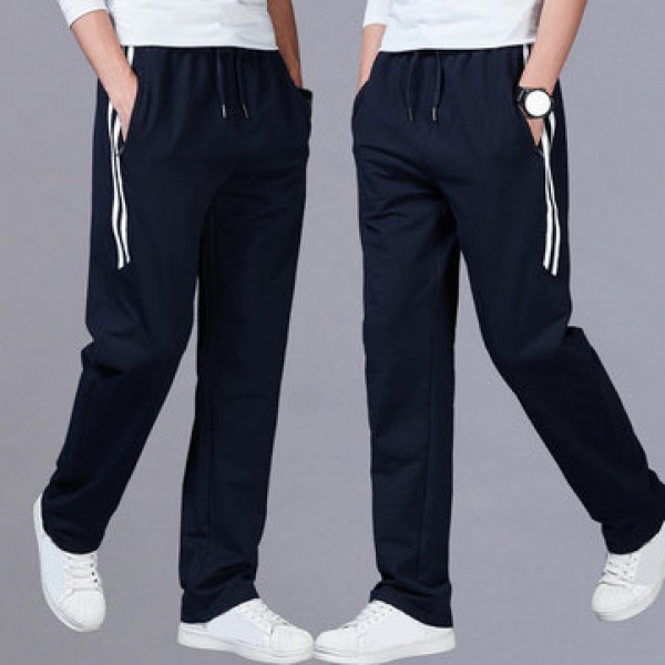 Men Slim Solid Color Casual Sports Pants Large Size Gym Running Sweatpants