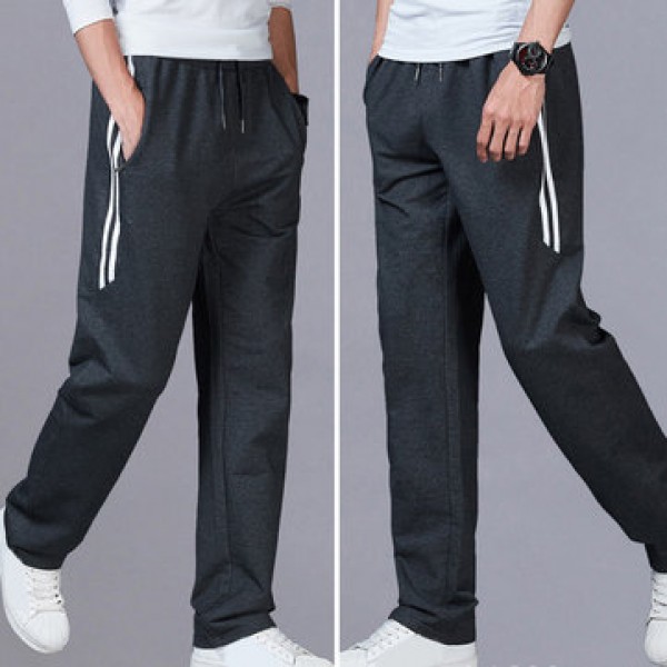 Men Slim Solid Color Casual Sports Pants Large Size Gym Running Sweatpants