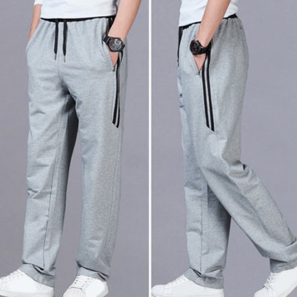 Men Slim Solid Color Casual Sports Pants Large Size Gym Running Sweatpants
