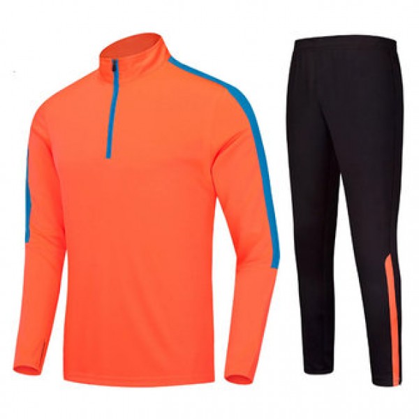 Mens Casual Outdooors Training Sport Suit Zipper Spell Color Football Sportswear