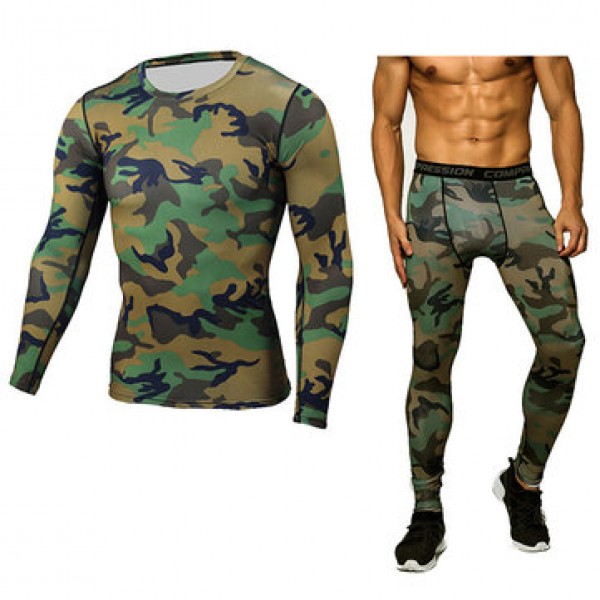 JACK CORDEE Cool Outdoor Camouflage Sports Suits PRO Compression Tights Jogger Gym Sportwear