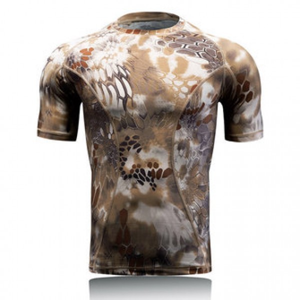 Outdoor Quick Dry Elasticity Camouflage Short Slee...