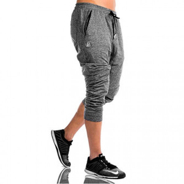 Men Casual Fitness Training Running Feet Trousers Breathable Cotton Elastic Waist Sports Pants