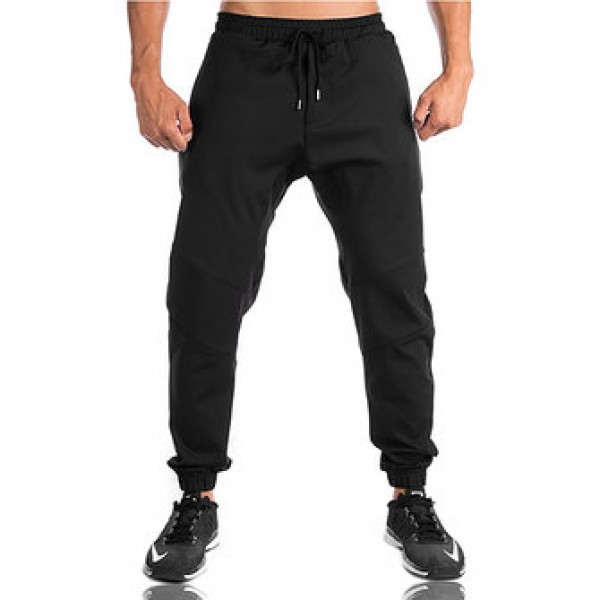 Men Casual Fitness Training Running Feet Trousers Breathable Cotton Elastic Waist Sports Pants