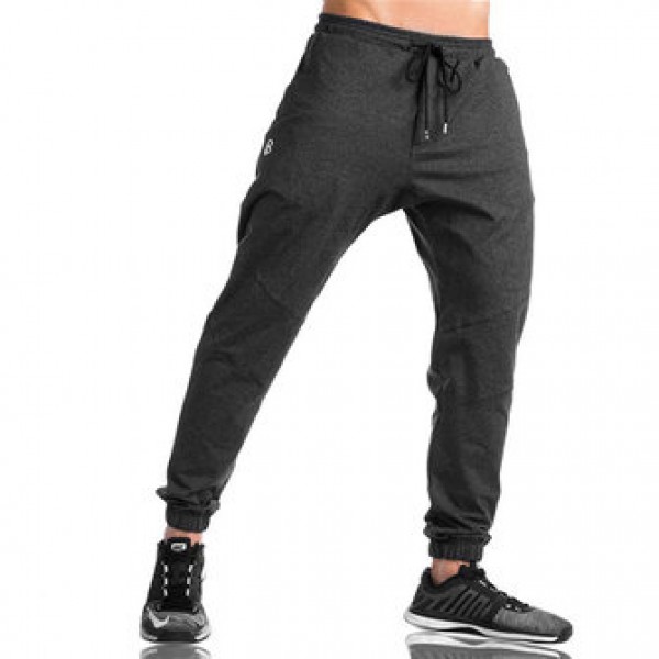 Men Casual Fitness Training Running Feet Trousers Breathable Cotton Elastic Waist Sports Pants