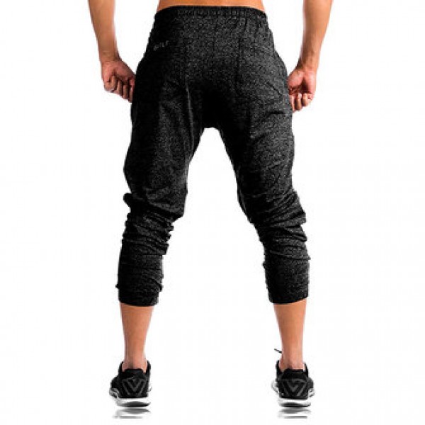 Men Casual Fitness Training Running Feet Trousers Breathable Cotton Elastic Waist Sports Pants