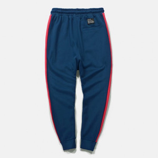 Men Cotton Fashion Striped Feet Pants Casual Elastic Waist Sports Pants