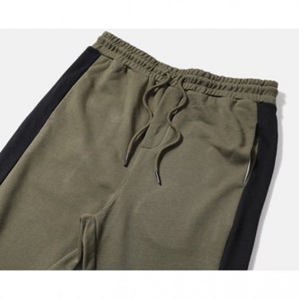 Men Cotton Fashion Striped Feet Pants Casual Elastic Waist Sports Pants