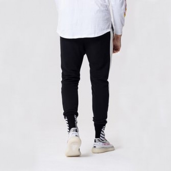 Men Cotton Fashion Striped Feet Pants Casual Elastic Waist Sports Pants