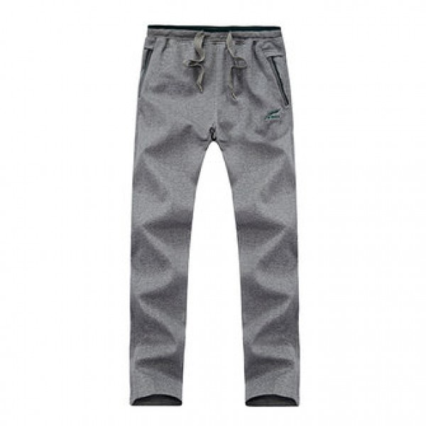 Extra Large Size Men Sports Casual Running Slacks Cotton Drawstring Waist Zipper Pocket Pants
