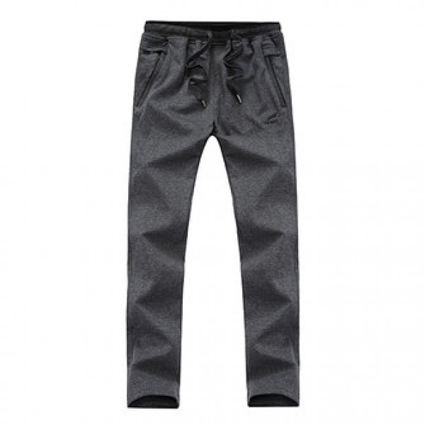 Extra Large Size Men Sports Casual Running Slacks Cotton Drawstring Waist Zipper Pocket Pants