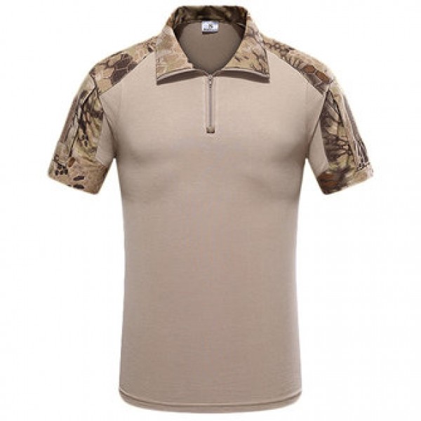 Outdoor Bionic Multicolor Camouflage Tactics T-shirts Men Quick Drying Lapel  Casual Sports Tops
